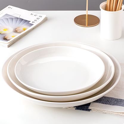 Set of 2 – Large Ceramic Serving Plate – Deep Round Dish