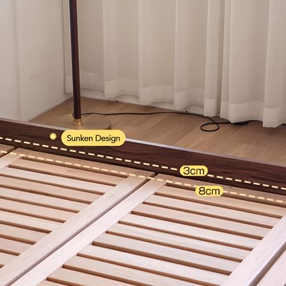 Black Walnut Solid Wood Platform Bed – Scandinavian French Style in Queen & King Sizes