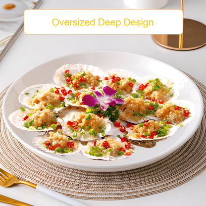 Set of 2 – Large Ceramic Serving Plate – Deep Round Dish