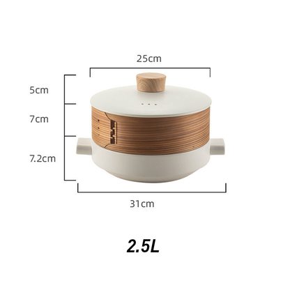 Double-Layer Ceramic Steamer Casserole – High-Temperature Resistant Soup & Steaming Pot for Gas & Open Flame Cooking