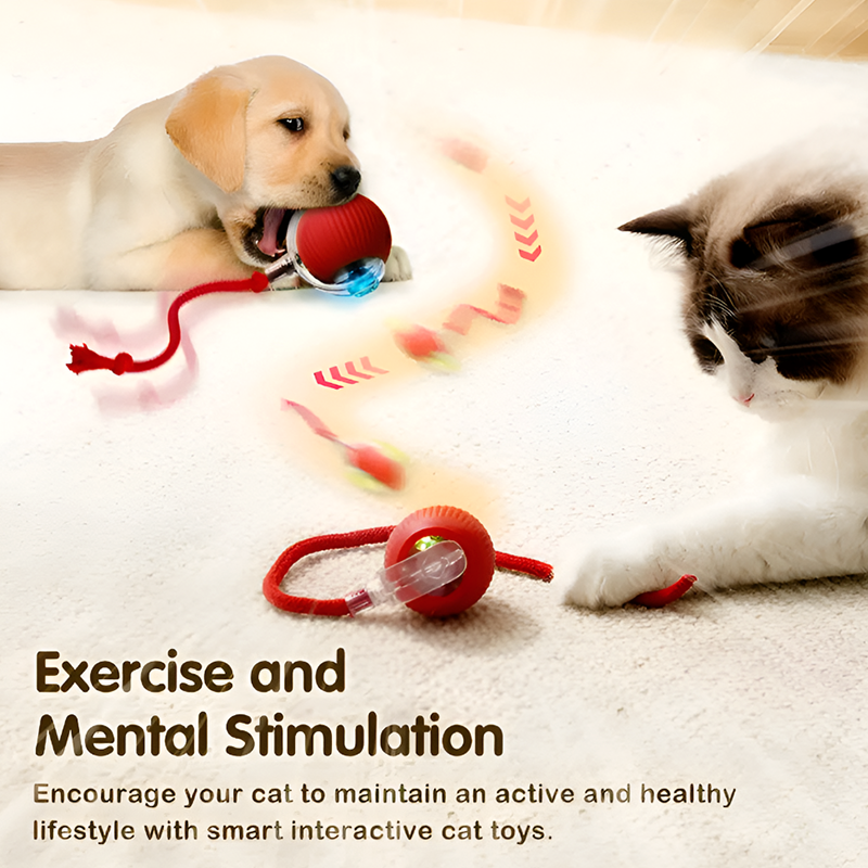 Interactive Dog and Cat Toy Ball – Smart Automatic Rolling Pet Toy with Obstacle Avoidance, Rechargeable and Durable