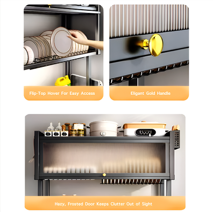 Over the Sink Dish Drying Rack with Dustproof Cover – Multifunctional Kitchen Storage Organizer