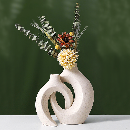 Snuggle - Modern Nordic Ceramic Vase - Abstract Minimalist Sculptural Design, Flower Holder for Home & Office Decor, European Light Luxury Style