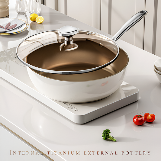 Ceramic-Coated Titanium Wok – Smoke-Free, Scratch-Resistant Cooking Pan