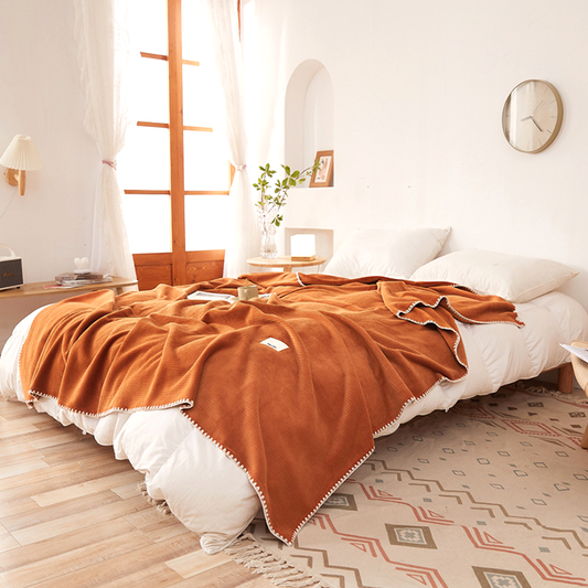 Waffle Velvet Throw Blanket – Ultra Soft Lightweight Cozy Bed & Couch Blanket