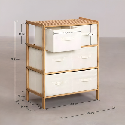 Bamboo Wood Fabric Drawer Storage Cabinet – 6/3 Drawer Organizer for Bedroom, Kids Room & Closet