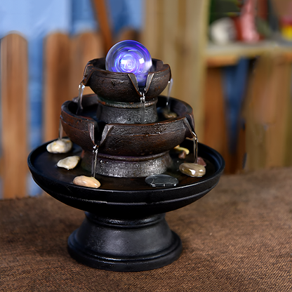 Desktop Water Fountain – Flowing Water Wealth Ornament for Home & Office | Circulating Tabletop Fountain