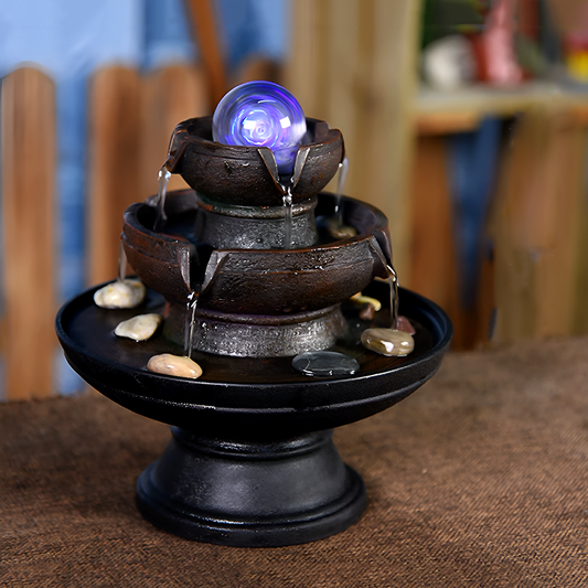 Desktop Water Fountain – Flowing Water Wealth Ornament for Home & Office | Circulating Tabletop Fountain