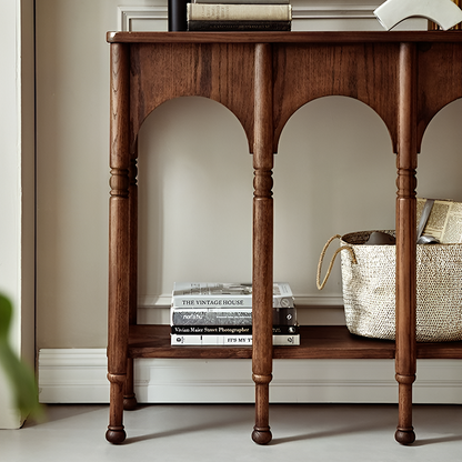 Solid Wood Retro Console Table – Entryway & Living Room Side Table