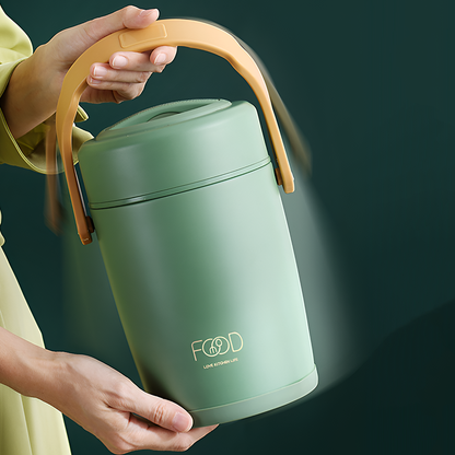 304 Portable Stainless Steel Thermal Lunch Box – 1.6L & 2L Insulated Food Container with Leakproof Inner Bowls, Long Heat Retention for Soup, Rice & Meals