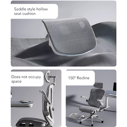 Ergonomic Mesh Office Chair with Headrest & Footrest – Reclining Computer Chair for Home Office & Gaming