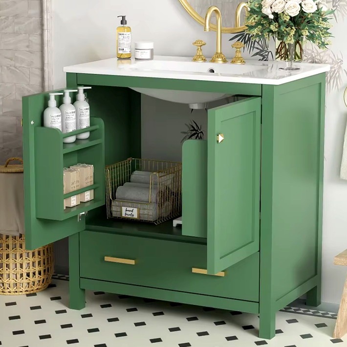 Modern Bathroom Vanity with Sink – Solid Wood Cabinet with Drawer & Soft-Close Doors, Undermount Combo Sink & Ample Storage