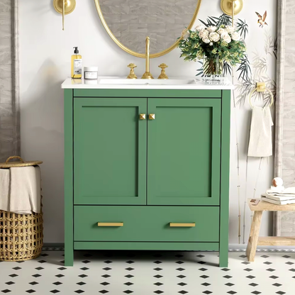 Modern Bathroom Vanity with Sink – Solid Wood Cabinet with Drawer & Soft-Close Doors, Undermount Combo Sink & Ample Storage