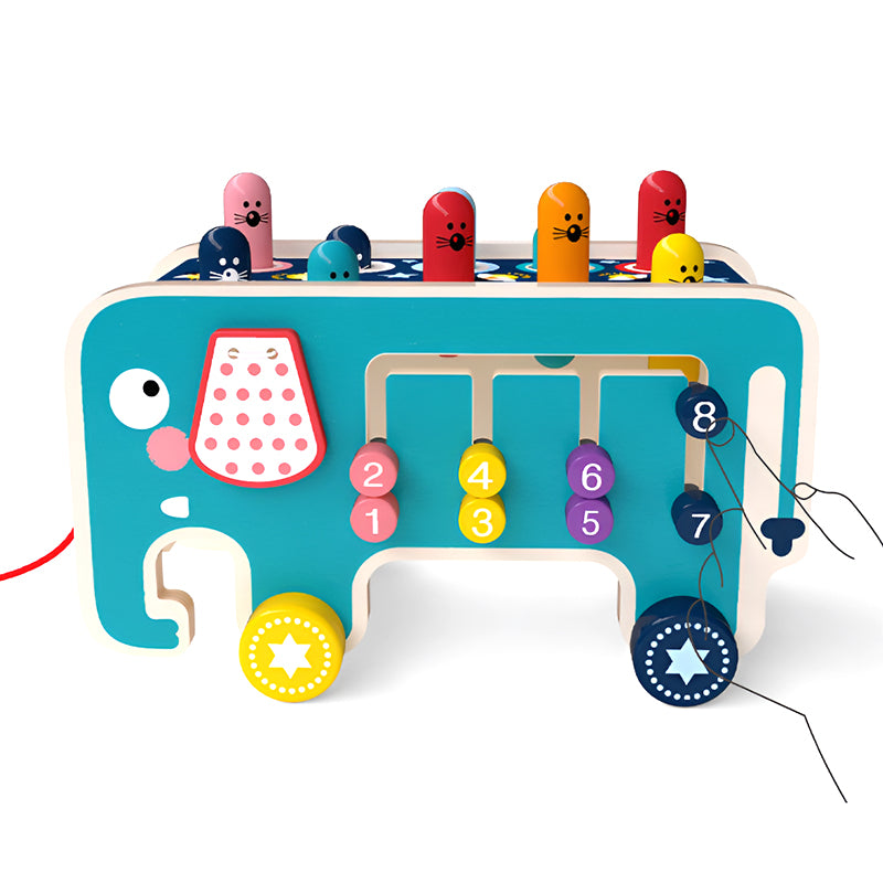 Wooden Whack-a-Gopher Toy – Fire Truck & Elephant Variants – Children’s Educational & Sensory Game