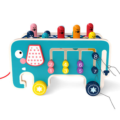 Wooden Whack-a-Gopher Toy – Fire Truck & Elephant Variants – Children’s Educational & Sensory Game
