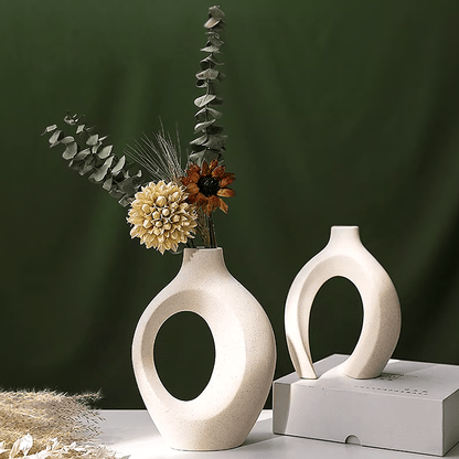 Snuggle - Modern Nordic Ceramic Vase - Abstract Minimalist Sculptural Design, Flower Holder for Home & Office Decor, European Light Luxury Style