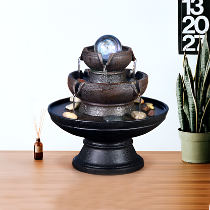 Desktop Water Fountain – Flowing Water Wealth Ornament for Home & Office | Circulating Tabletop Fountain