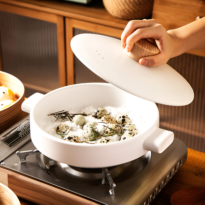 Double-Layer Ceramic Steamer Casserole – High-Temperature Resistant Soup & Steaming Pot for Gas & Open Flame Cooking
