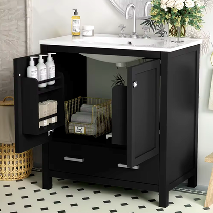 Modern Bathroom Vanity with Sink – Solid Wood Cabinet with Drawer & Soft-Close Doors, Undermount Combo Sink & Ample Storage