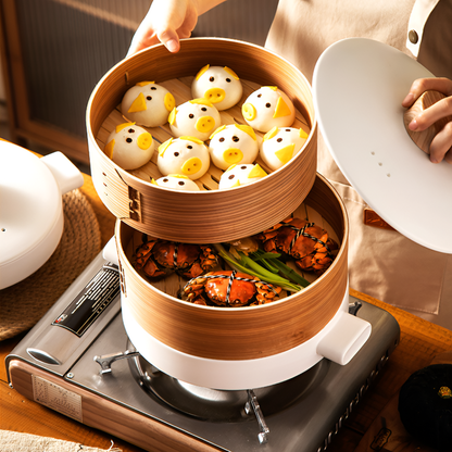 Double-Layer Ceramic Steamer Casserole – High-Temperature Resistant Soup & Steaming Pot for Gas & Open Flame Cooking
