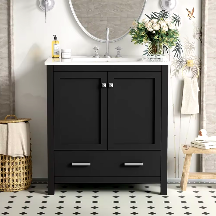 Modern Bathroom Vanity with Sink – Solid Wood Cabinet with Drawer & Soft-Close Doors, Undermount Combo Sink & Ample Storage
