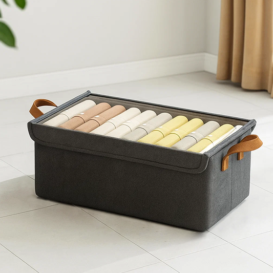 Large Fabric Clothes Storage Box with Lid – Foldable Drawer Organizer for Pants, Wardrobe, and Closet