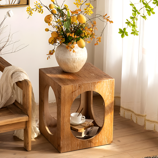 Modern Solid Wood Side Table with Hidden Cat Bed – Nordic Style Furniture for Living Room or Bedroom
