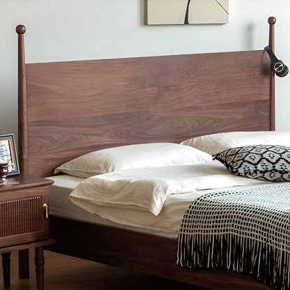 Black Walnut Solid Wood Platform Bed – Scandinavian French Style in Queen & King Sizes