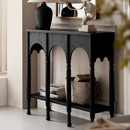 Solid Wood Retro Console Table – Entryway & Living Room Side Table