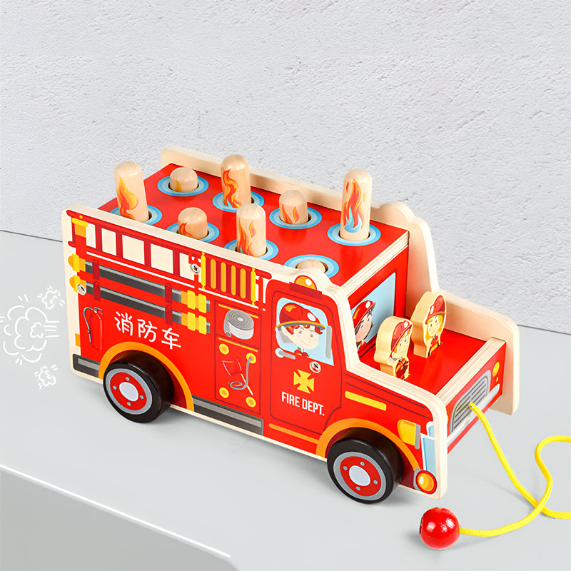 Wooden Whack-a-Gopher Toy – Fire Truck & Elephant Variants – Children’s Educational & Sensory Game
