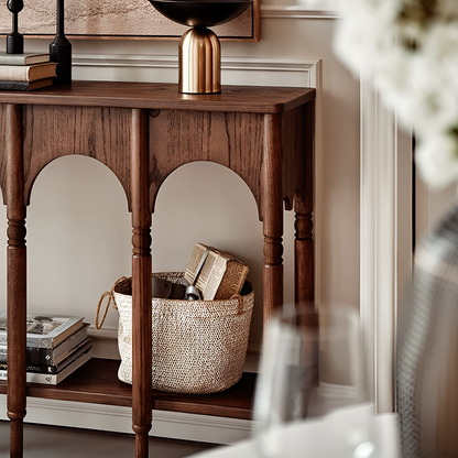 Solid Wood Retro Console Table – Entryway & Living Room Side Table