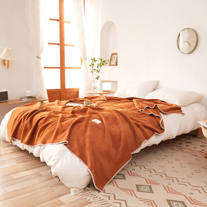Waffle Velvet Throw Blanket - Ultra Soft Lightweight Summer Air Conditioning Blanket for Bed & Couch