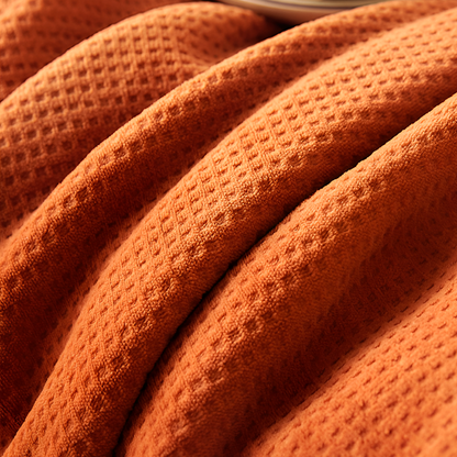 Waffle Velvet Throw Blanket - Ultra Soft Lightweight Summer Air Conditioning Blanket for Bed & Couch