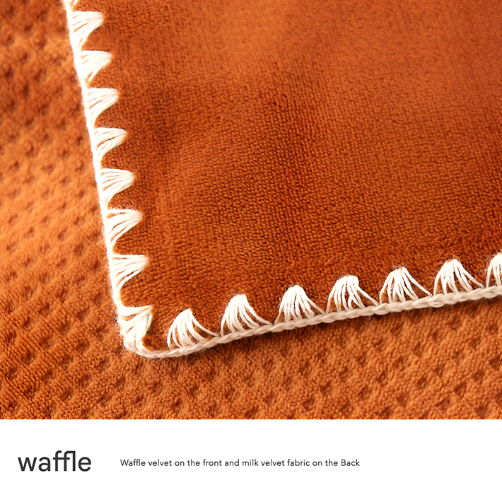 Waffle Velvet Throw Blanket - Ultra Soft Lightweight Summer Air Conditioning Blanket for Bed & Couch
