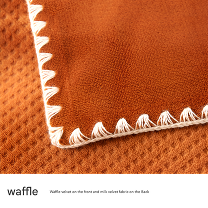 Waffle Velvet Throw Blanket - Ultra Soft Lightweight Summer Air Conditioning Blanket for Bed & Couch