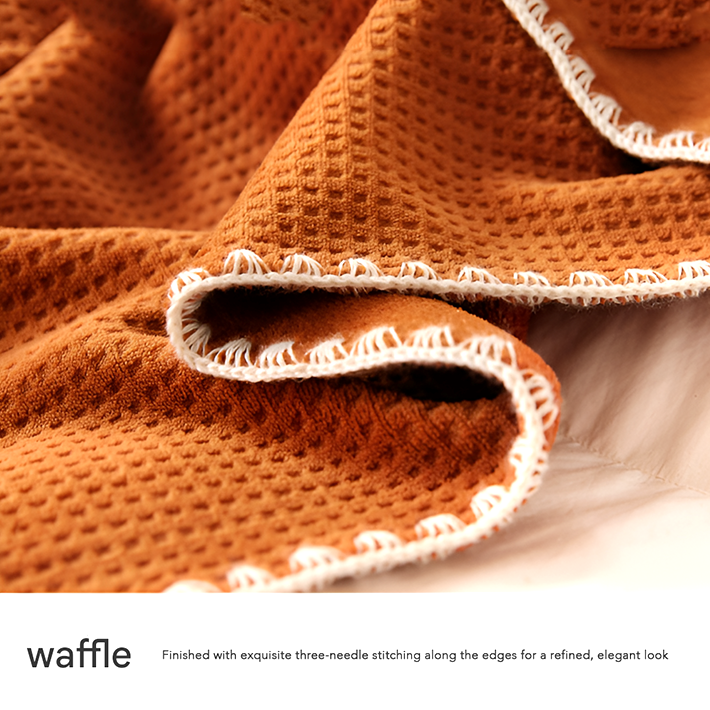 Waffle Velvet Throw Blanket - Ultra Soft Lightweight Summer Air Conditioning Blanket for Bed & Couch