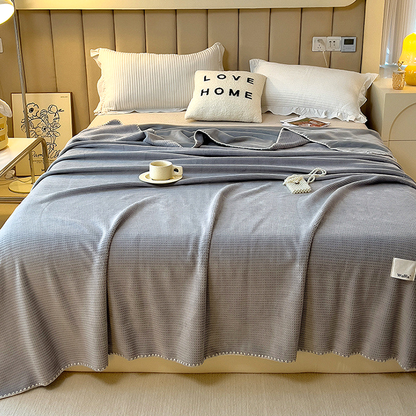 Waffle Velvet Throw Blanket - Ultra Soft Lightweight Summer Air Conditioning Blanket for Bed & Couch