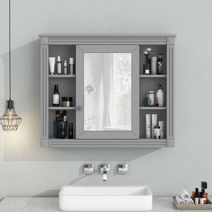 Wall Mounted Bathroom Storage Cabinet with Mirror – 8-Compartment Organizer for Toiletries & Essentials